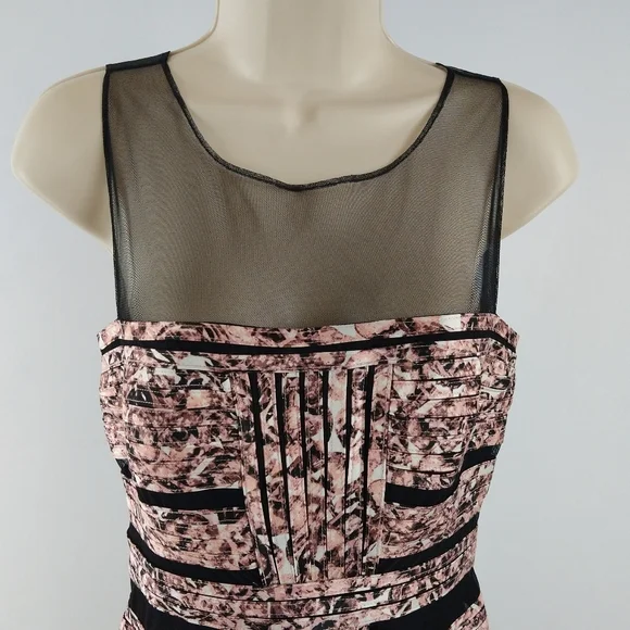BCBGMAXAZRIA pink and black fitted cocktail dress - Picture 3 of 10